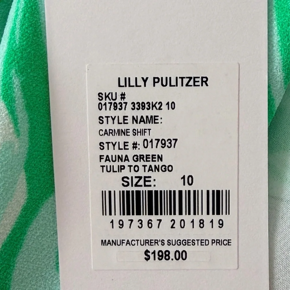 NWT Lilly Pulitzer Fauna Green Carmine Shift Dress. Size 10 - Picture 3 of 3